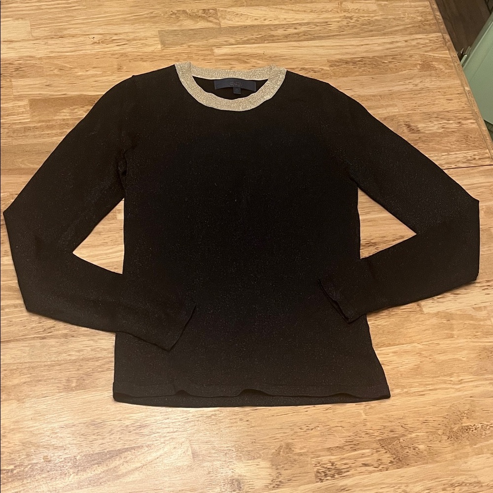 RACHEL Rachel Roy Black Long Sleeve Top with Silver Trim